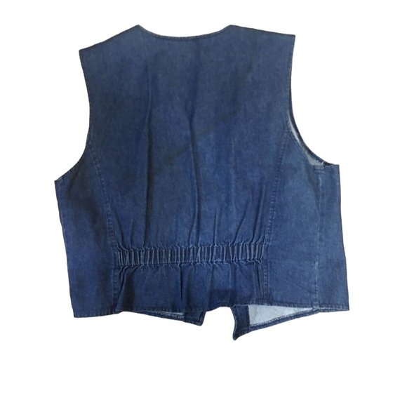 City Girl Sport Denim Jean Vest Top Women Size 16 Multi Color Inlay Cotton EUC - Picture 2 of 9